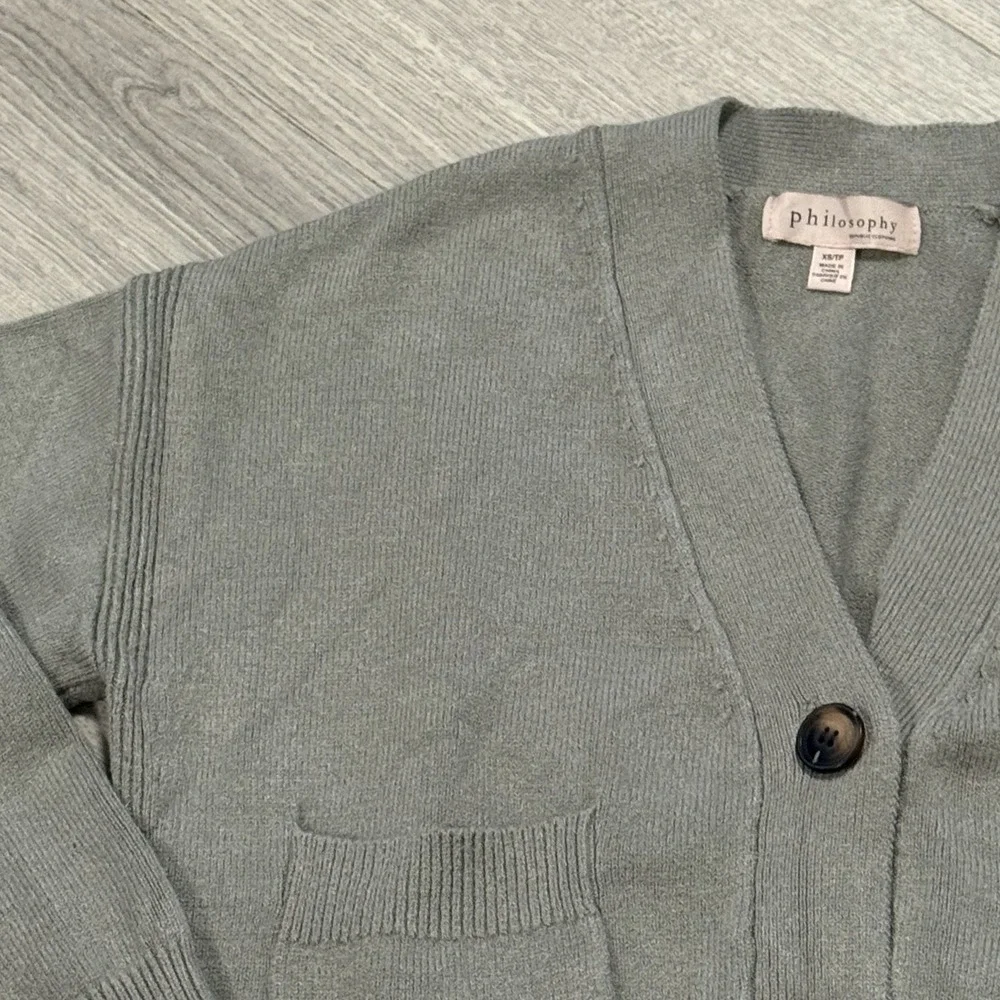 Philosophy Cardigan XS Short Fit Olive Green - Picture 4 of 15
